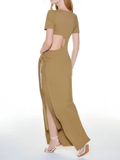 COMMENSE Modal Cutout Split Long Dress* Vacation Dresses|Summer Dresses