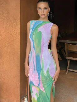 COMMENSE Monet Garden Print Sleeveless Long Dress* Casual Dresses|Cocktail & Party Dresses
