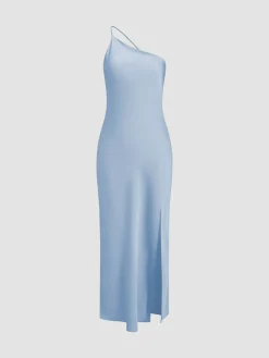 COMMENSE Moonlight Open Back Satin Slit Long Dress* Cocktail & Party Dresses|Summer Dresses