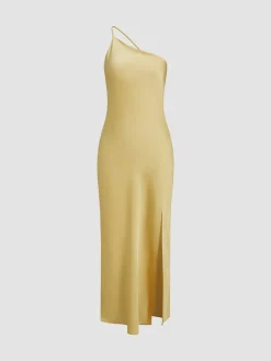 COMMENSE Moonlight Open Back Satin Slit Long Dress* Cocktail & Party Dresses|Summer Dresses