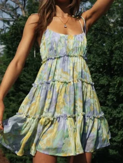 COMMENSE Multi Floral Short Layered Cami Dress* Casual Dresses|Floral Dresses