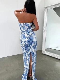COMMENSE Multi Floral Split Long Dress* Casual Dresses|Floral Dresses