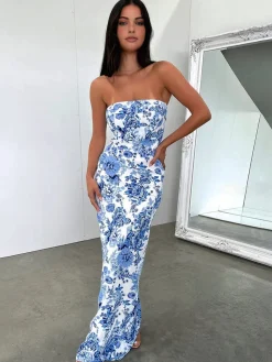 COMMENSE Multi Floral Split Long Dress* Casual Dresses|Floral Dresses