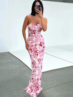 COMMENSE Multi Floral Split Long Dress* Casual Dresses|Floral Dresses