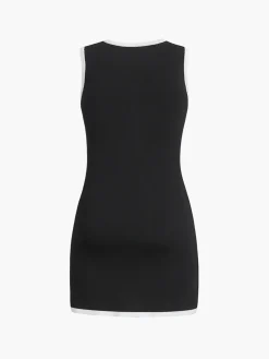 COMMENSE Multi Pocket Button Sleeveless Short Sweater Dress* White Dresses|Black Dresses