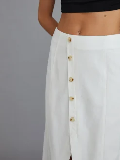 COMMENSE Multi-Button Split Middle Waist Maxi Skirt* Skirts|Bottoms