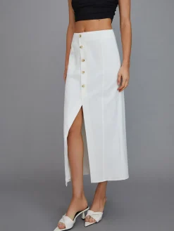 COMMENSE Multi-Button Split Middle Waist Maxi Skirt* Skirts|Bottoms