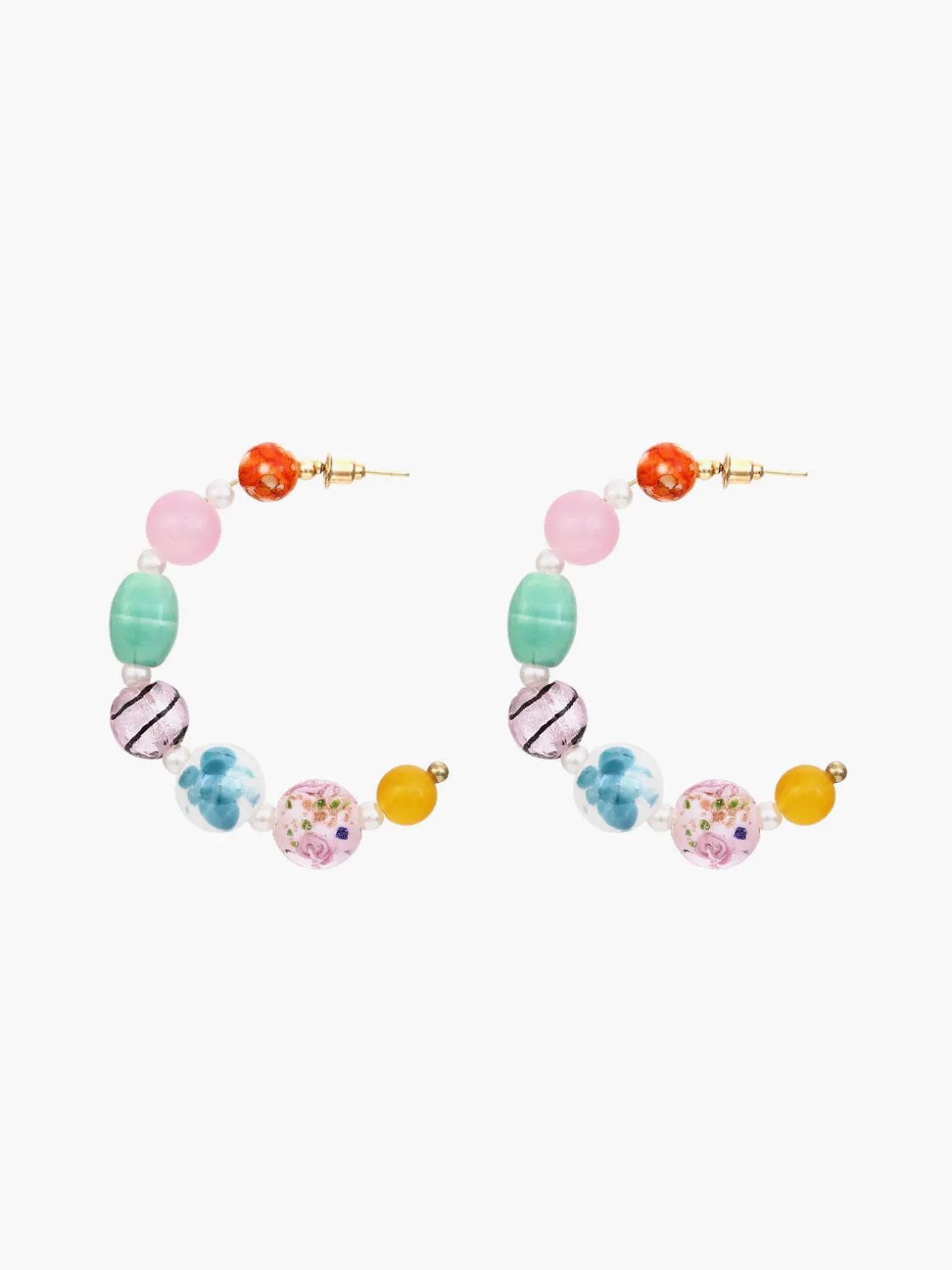 COMMENSE Multi-Color Beaded Hoop Earrings* Earrings|Accessories