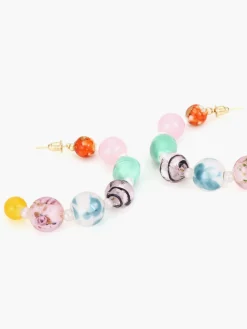 COMMENSE Multi-Color Beaded Hoop Earrings* Earrings|Accessories