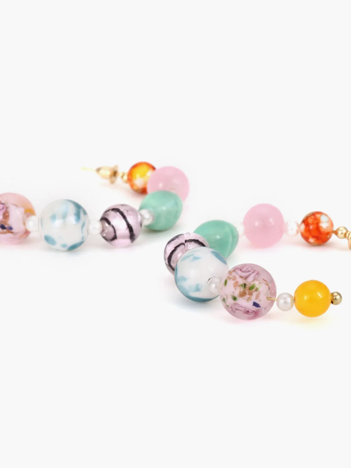 COMMENSE Multi-Color Beaded Hoop Earrings* Earrings|Accessories
