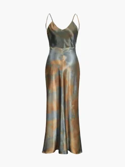 COMMENSE Neptune Satin Open Back Long Dress* Casual Dresses|Summer Dresses