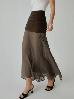 COMMENSE Net Chiffon Patchwork Maxi Skirt* Skirts|Bottoms