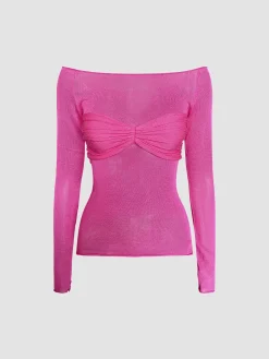 COMMENSE Nostalgia Off-Shoulder Mesh Long Sleeve Shirt* Sweater Tops|Sweaters & Cardigans