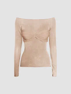 COMMENSE Nostalgia Off-Shoulder Mesh Long Sleeve Shirt* Sweater Tops|Sweaters & Cardigans