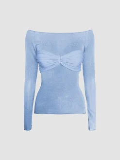 COMMENSE Nostalgia Off-Shoulder Mesh Long Sleeve Shirt* Sweater Tops|Sweaters & Cardigans
