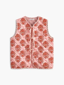 COMMENSE Nuboheme Printed Tie Front Vest* Outerwear|Vests