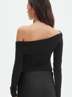 COMMENSE Oblique Off-Shoulder Long Sleeve Blouse* Sweater Tops|Blouses & Shirts