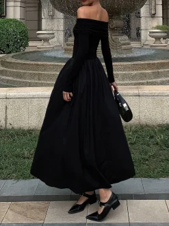COMMENSE Off Shoulder Criss Cross Long Dress* Casual Dresses|Cocktail & Party Dresses