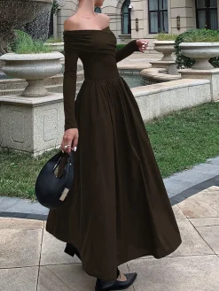 COMMENSE Off Shoulder Criss Cross Long Dress* Casual Dresses|Cocktail & Party Dresses