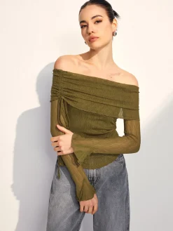 COMMENSE Off Shoulder Drawstring Blouse* Blouses & Shirts|Tops