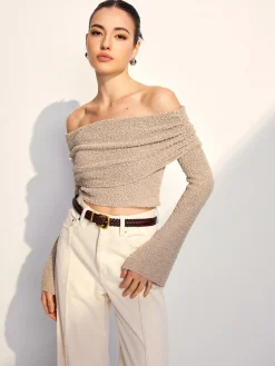 COMMENSE Off Shoulder Plain Knit Top* Sweater Tops|Sweaters & Cardigans