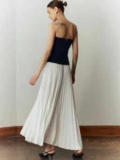 COMMENSE Off Shoulder Pleated Long Dress* White Dresses|Casual Dresses