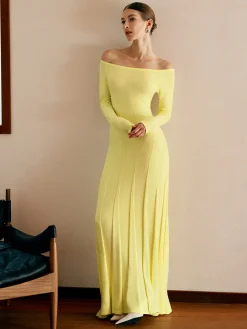 COMMENSE Off Shoulder Pleated Sweater Dress* White Dresses|Black Dresses