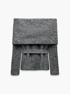 COMMENSE Off-Shoulder Belted Sweater* Sweater Tops|Sweaters & Cardigans