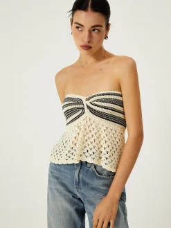 COMMENSE Off-Shoulder Crochet Knit Top* Sweater Vests|Sweaters & Cardigans