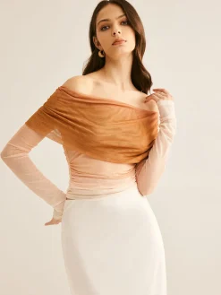 COMMENSE Off-Shoulder Mesh Gradient Blouse* Blouses & Shirts|Tops