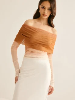 COMMENSE Off-Shoulder Mesh Gradient Blouse* Blouses & Shirts|Tops