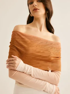 COMMENSE Off-Shoulder Mesh Gradient Blouse* Blouses & Shirts|Tops