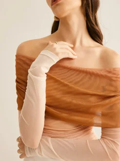 COMMENSE Off-Shoulder Mesh Gradient Blouse* Blouses & Shirts|Tops