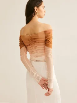 COMMENSE Off-Shoulder Mesh Gradient Blouse* Blouses & Shirts|Tops