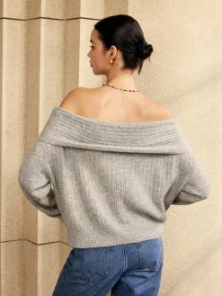 COMMENSE Off-Shoulder Plain Sweater* Sweater Tops|Sweaters & Cardigans