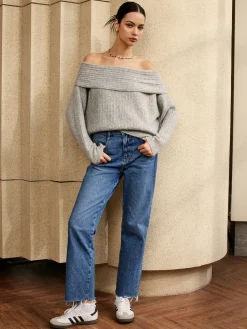 COMMENSE Off-Shoulder Plain Sweater* Sweater Tops|Sweaters & Cardigans