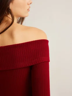 COMMENSE Off-Shoulder Ribbed Slim Top* T-shirts|Tops