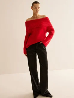 COMMENSE Off-Shoulder Ribbed Sweater* Sweater Tops|Sweaters & Cardigans