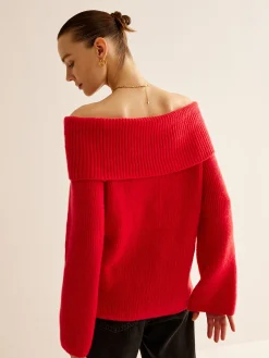 COMMENSE Off-Shoulder Ribbed Sweater* Sweater Tops|Sweaters & Cardigans