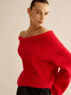COMMENSE Off-Shoulder Ribbed Sweater* Sweater Tops|Sweaters & Cardigans