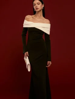 COMMENSE Off-Shoulder Ruched Bell-Sleeve Dress* Casual Dresses|Cocktail & Party Dresses