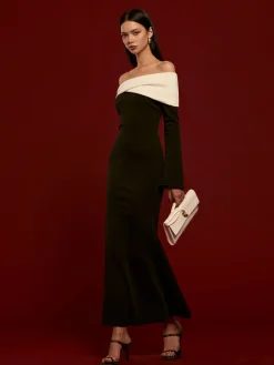 COMMENSE Off-Shoulder Ruched Bell-Sleeve Dress* Casual Dresses|Cocktail & Party Dresses