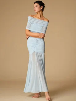 COMMENSE Off-Shoulder Ruched Semi-Sheer Dress* Cocktail & Party Dresses|Summer Dresses