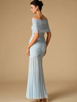 COMMENSE Off-Shoulder Ruched Semi-Sheer Dress* Cocktail & Party Dresses|Summer Dresses