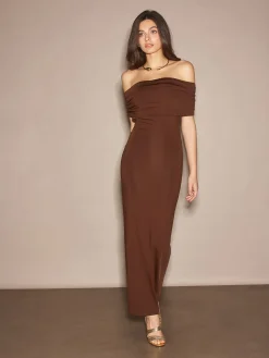 COMMENSE Off-Shoulder Ruched Slim Long Dress* Cocktail & Party Dresses|Summer Dresses
