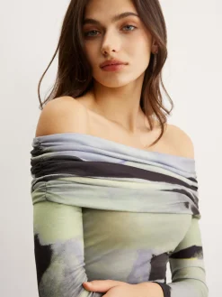 COMMENSE Off-Shoulder Tye Dye Printed Blouse* Blouses & Shirts|Tops