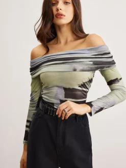 COMMENSE Off-Shoulder Tye Dye Printed Blouse* Blouses & Shirts|Tops
