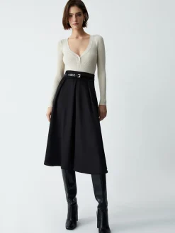 COMMENSE Old Money Aesthetics Belted Skirt* Skirts|Bottoms