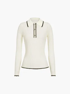 COMMENSE Old Money Aesthetics Polo Knit Top* Sweater Tops|Sweaters & Cardigans