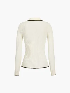 COMMENSE Old Money Aesthetics Polo Knit Top* Sweater Tops|Sweaters & Cardigans